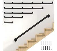 CompleteRailing Kit - Black Wrought Iron WallMounted Handrail for Indoor & Outdoor Use (Size: 350cm) - Safety Support Bar for s