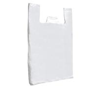 CompleteShopfittings 100x White Plastic Vest Carrier Bags for Supermarkets Stalls Takeaway Shopping Bag (08" x 13" x 18")