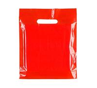 CompleteShopfittings 100XRED HEAVY DUTY COLORED PLASTIC CARRIER BAGS PARTY GIFT BAGS SIZE (10''X12''(25x30cm))