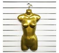 CompleteShopfittings FEMALE MATT AND GLOSS HANGING PLASTIC BODY FORM MANNEQUIN TORSO BUST DISPLAY (Gold)