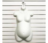 CompleteShopfittings FEMALE MATT AND GLOSS HANGING PLASTIC BODY FORM MANNEQUIN TORSO BUST DISPLAY (White Matt Pregnant)