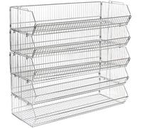 CompleteShopfittings SUPERMARKETS 5 Tier Stacking Rectangular Zinc Plated Wire Display Baskets (LARGE)