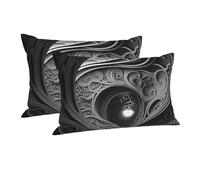 Complex Black and White Pillow Case Queen 14"x20" Cooling Pillowcase Luxury Fuzzy Pillow Cover Ultra Soft Breathable Pillowcases with Zipper Closure Decorative Cushion Case for All Seasons