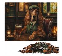 Complex Wood Puzzle, Adults, Irish Setter at The Pub, 1000 Pieces | Section-by-section building - an activity that can be paused and resumed over several sessions.