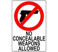 ComplianceSigns.com South Carolina No Concealable Weapons Allowed Sign, 12x8 inch Plastic for Alcohol/Drugs/Weapons