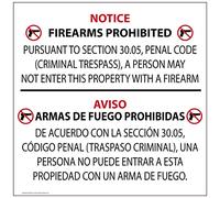 ComplianceSigns.com Texas 30.05 A Person May Not Enter with a Firearm Bilingual, Aluminum, 24" x 24"
