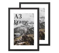 COMPOLICY 2 Pack,A3 Picture Frame,a3 frames black wooden,Clear Acrylic Glass 29.7x42cm photos Wall Mount, with snap frame, for Certificate poster,home and kitchen Photo Collage Display