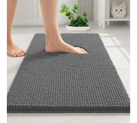 COMPOLICY DarkGrey Bath Mat, 40 x 60CM, 1'' Chenille Microfiber Material, Super Absorbent Bathroom Mat, Machine Washable, Non-Slip Anti Mould Shower Mats for Bath Kitchen Living Room Door Mats