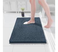 COMPOLICY Fog Blue Bath Mat, Super Absorbent Bathroom Mat, Machine Washable Non, Slip Anti Mould, Shower Mats with 40 x 60CM, 1'' Chenille Microfiber Material for Bath Kitchen Living Room Door Mats