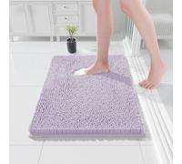 COMPOLICY Light PurpleBath Mat, Super Absorbent Bathroom Mat, Machine Washable Non, Slip Anti Mould, Shower Mats with 40 x 60CM, 1'' Chenille Microfiber Material for Bath Kitchen Living Room Door Mats