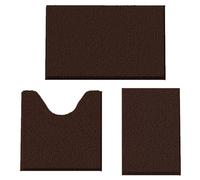 COMPOLICY PLACEROOM Bathroom Mat Set of 3, Bath and Toilet Mat Set,Ultra Soft Chenille Bath Mat Non Slip,Bath Mat Sets 3 Piece Washable,Super-Absorbent Bath(Brown bath set)