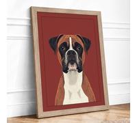 Composed Boxer Framed Wall Art Print A3 Oak