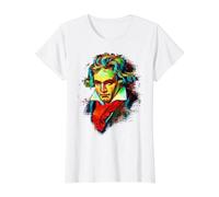 Composer Piano Player Classical Music Beethoven Value Graphic T-Shirt, Women, White, S