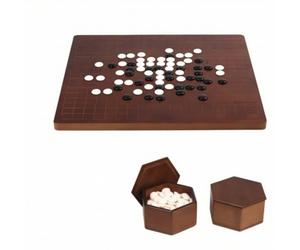 Composite Board Game Traditional Wooden, 42 42 8cm, Extra Large Retro Bamboo Go Set With Storage Bowls And Standard Go Stones
