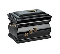 Composite Casket Cremation Ashes Urn For Adult With Brass Roses Black Funeral Human Urn