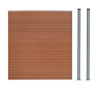 Composite Fence Panel & 2 x Aluminium Posts 6ft Board Brown Wood