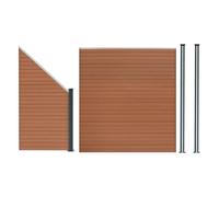 MonsterShop Composite Fence Panel Kit, Angled Piece & Posts X 2 Set - Brown
