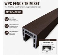 Composite Fence Panel Base & Top Trims Set Of 4 Wpc Fence Panel Trims Dark Brown 180Cm For Garden Fence Panels & Slats