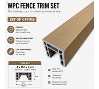 Composite Fence Panel Base & Top Trims Set Of 4 Wpc Fence Panel Trims Khaki 180Cm For Garden Fence Panels & Slats
