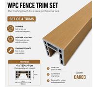 Composite Fence Panel Base & Top Trims Set Of 4 Wpc Fence Panel Trims Oak03 180Cm For Garden Fence Panels & Slats