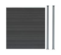 MonsterShop Composite Fence Panel Kit X 1 & Posts X 2 Set - Grey