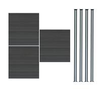 MonsterShop Composite Fence Panels Kit X 3 & Posts X 4 Set - Grey