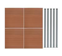 Composite Fence Panel x 4 & 5 Aluminium Posts 6ft Board Brown