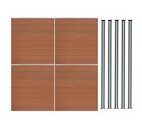 Monster Shop Composite Fence Panel x 4 & LED Posts 6ft x 23ft - Brown