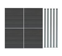 MonsterShop Composite Fence Panels Kit X 4 & Posts X 5 Set - Grey