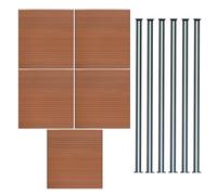 Monster Shop Composite Fence Panel x 5 & LED Posts 6ft x 29ft - Brown