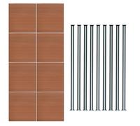 MonsterShop Composite Fence Panels Kit X 8 & Posts X 9 Set - Brown