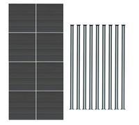 MonsterShop Composite Fence Panels Kit X 8 & Posts X 9 Set - Grey