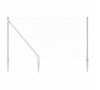 Composite Fence Panels, Chain Link Fence with Posts Silver 1.2 x 25 m Steel， Garden Screens for Yard, Patio, and Flower Bed