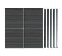 MonsterShop Composite Fence Panels Kit X 4 & Posts X 5 Set - Grey