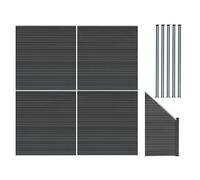 MonsterShop Composite Fence Panels Kit X 4, Angled Piece & Posts X 5 Set - Grey