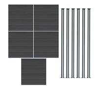 MonsterShop Composite Fence Panels Kit X 5 & Posts X 6 Set - Grey