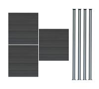 MonsterShop Composite Fence Panels Kit X 3 & Posts X 4 Set - Grey