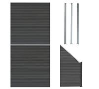 MonsterShop Composite Fence Panels Kit X 2, Angled Piece & Posts X 3 Set - Grey