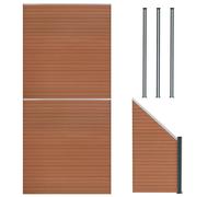 MonsterShop Composite Fence Panels Kit X 2, Angled Piece & Posts X 3 Set - Brown