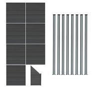 Composite Fence Panels x 7 Angled Piece & 9 Metal Posts 6ft