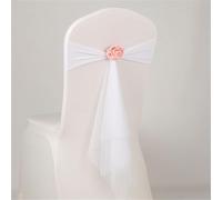 Composite Mesh Chair Bands 41cm Stretchable Fit(White) | High elasticity composite mesh, fits 83-93cm chairs, secure snug fit, wedding banquet ready