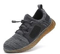 Composite Toe Safety Shoes Men Women Breathable Soft Gym Sneakers Outdoor Work Trainers for Industrial Construction Grey 11.5 UK