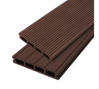 Composite WPC Decking Boards Brown x 7 Reversible 3D Groove Effect 2 Sided Panelling Wood Plastic UV Protected 2.9m Long Panels With Edging Trim 3.05SQM Coverage FREE Clips & Screw Fixings Included