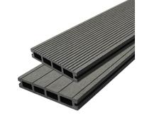 Composite WPC Decking Boards Grey x 7 Reversible 3D Groove Effect 2 Sided Panelling Wood Plastic UV Protected 2.9m Long Panels With Edging Trim 3.05SQM Coverage FREE Clips & Screw Fixings Included