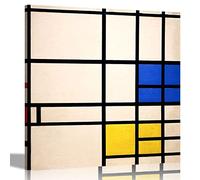 Composition 11 with Red Blue and Black Piet Mondrian Canvas Prints Stretched Framed Wall Art Poster Pictures Artwork 40 x 40cm (16 x 16 inches)