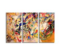 Composition 7 by Wassily Kandinsky Canvas Wall Art 3 Panel Contemporary Abstract Prints Office Pictures Framed Modern Livingroom Artwork XXL 101x50cm x 3 (40x20"x3)