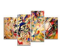 Composition 7 by Wassily Kandinsky Canvas Wall Art 4 Panel Contemporary Abstract Prints Office Pictures Framed Modern Livingroom Artwork 89cm x 56cm (35x22")