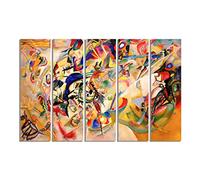 Composition 7 by Wassily Kandinsky Canvas Wall Art 5 Panel Contemporary Abstract Prints Office Pictures Framed Modern Bedroom Artwork 61x20cm x 5 (24x8"x5)