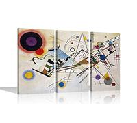 Composition 8 by Wassily Kandinsky Canvas Wall Art Prints 3 Panel Artwork Modern Abstract Framed Pictures 61x30cm x 3 (24x12"x3)