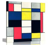 Composition A By Piet Mondrian Canvas Pictures Framed Prints Wall Art Home Office Framed Hanging ArtLarge 86 x 86 cm (34 x 34 inches)
